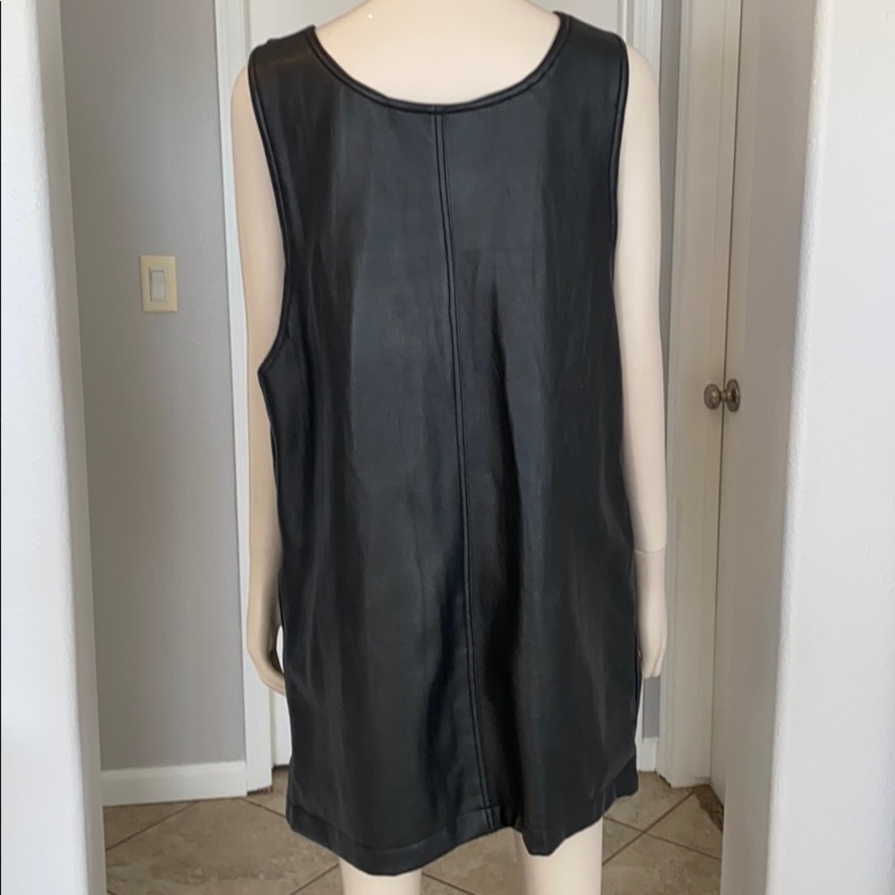iLANA leather look black overall mini dress - Picture 3 of 14